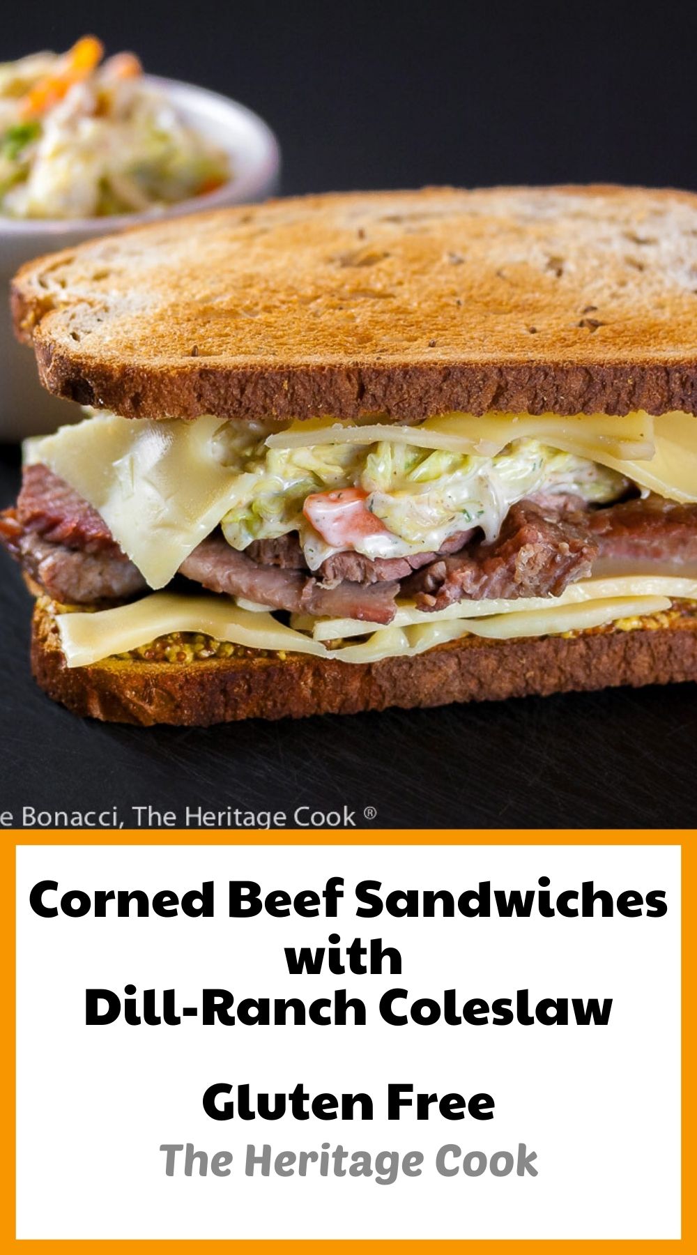 Corned Beef Sandwiches with Dill-Ranch Coleslaw © 2022 Jane Bonacci, The Heritage Cook