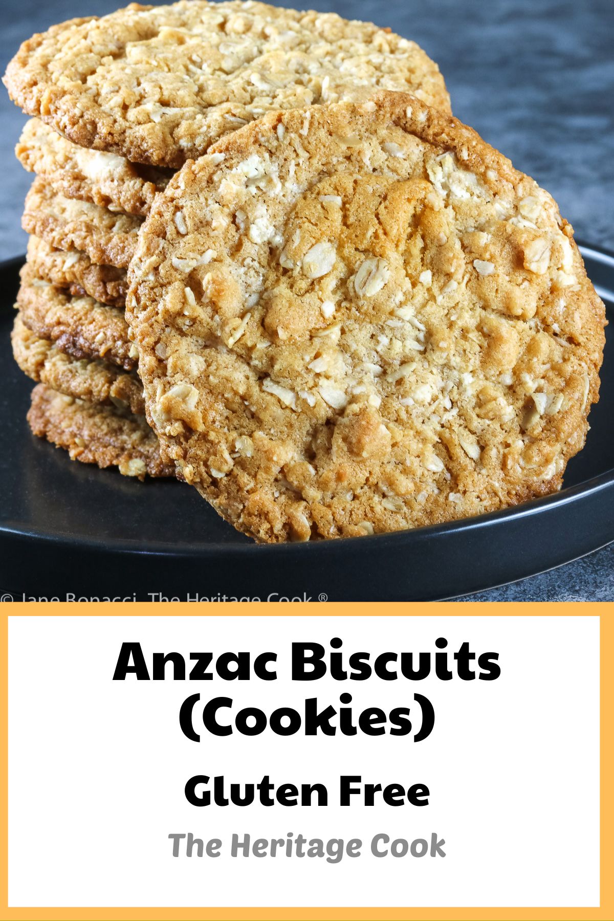 Gluten Free Anzac Biscuits (Cookies) © 2022 Jane Bonacci, The Heritage Cook