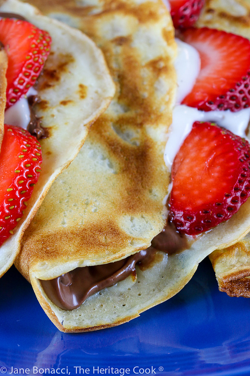 close up of fillings; Gluten Free Nutella Cheesecake Crepes © 2022 Jane Bonacci, The Heritage Cook