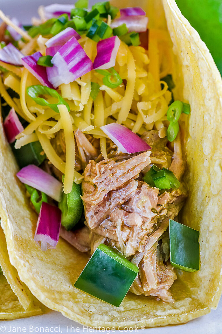 Instant Pot Green Chile Pork Tacos (Gluten Free) • The Heritage Cook