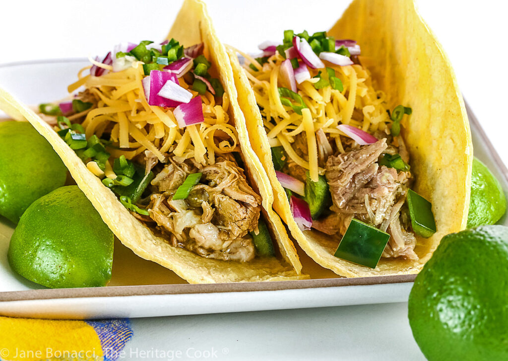 Instant Pot Green Chile Pork Tacos (Gluten Free) • The Heritage Cook