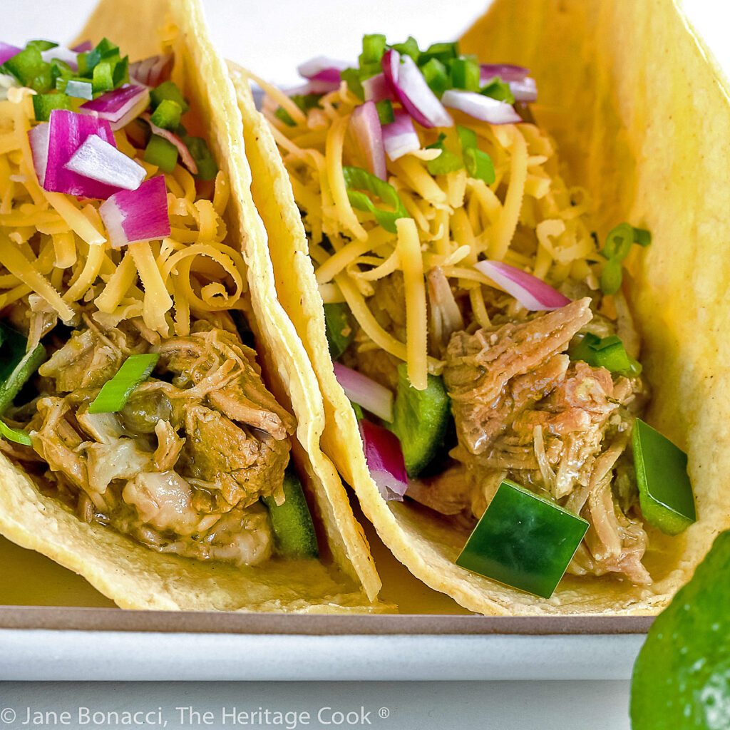 Instant Pot Green Chile Pork Tacos (Gluten Free) • The Heritage Cook
