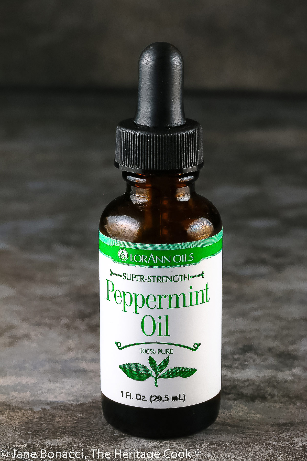 Bottle of peppermint oil for flavoring your candy or baked goods. 