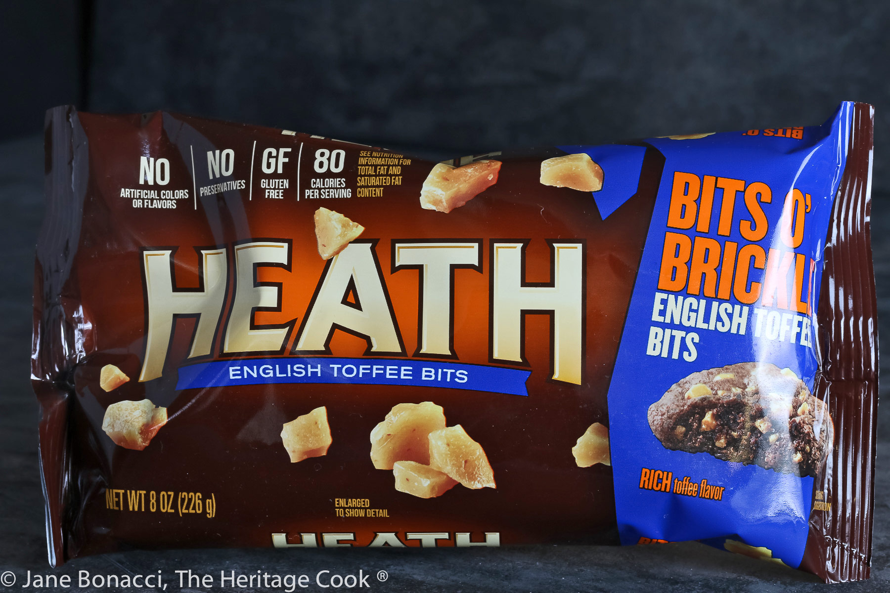 Bag of Heath toffee chips. 