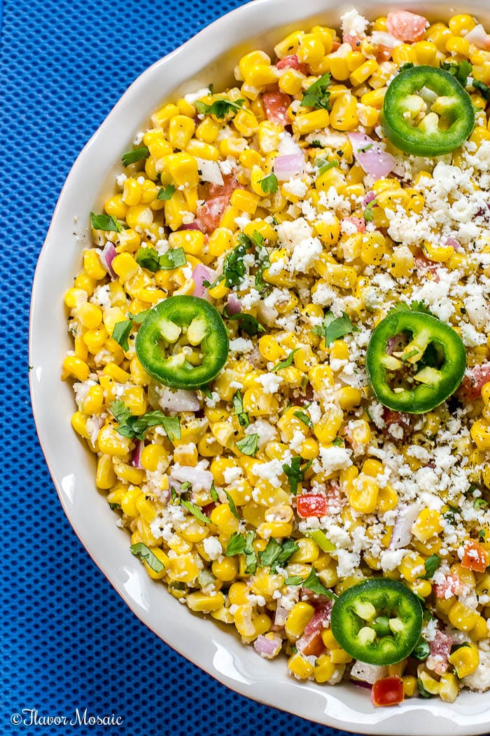 Mexican Street Corn Salad; Collection of 25 Amazing BBQ Side Dishes from around the Web; compiled by Jane Bonacci, The Heritage Cook 2023. 