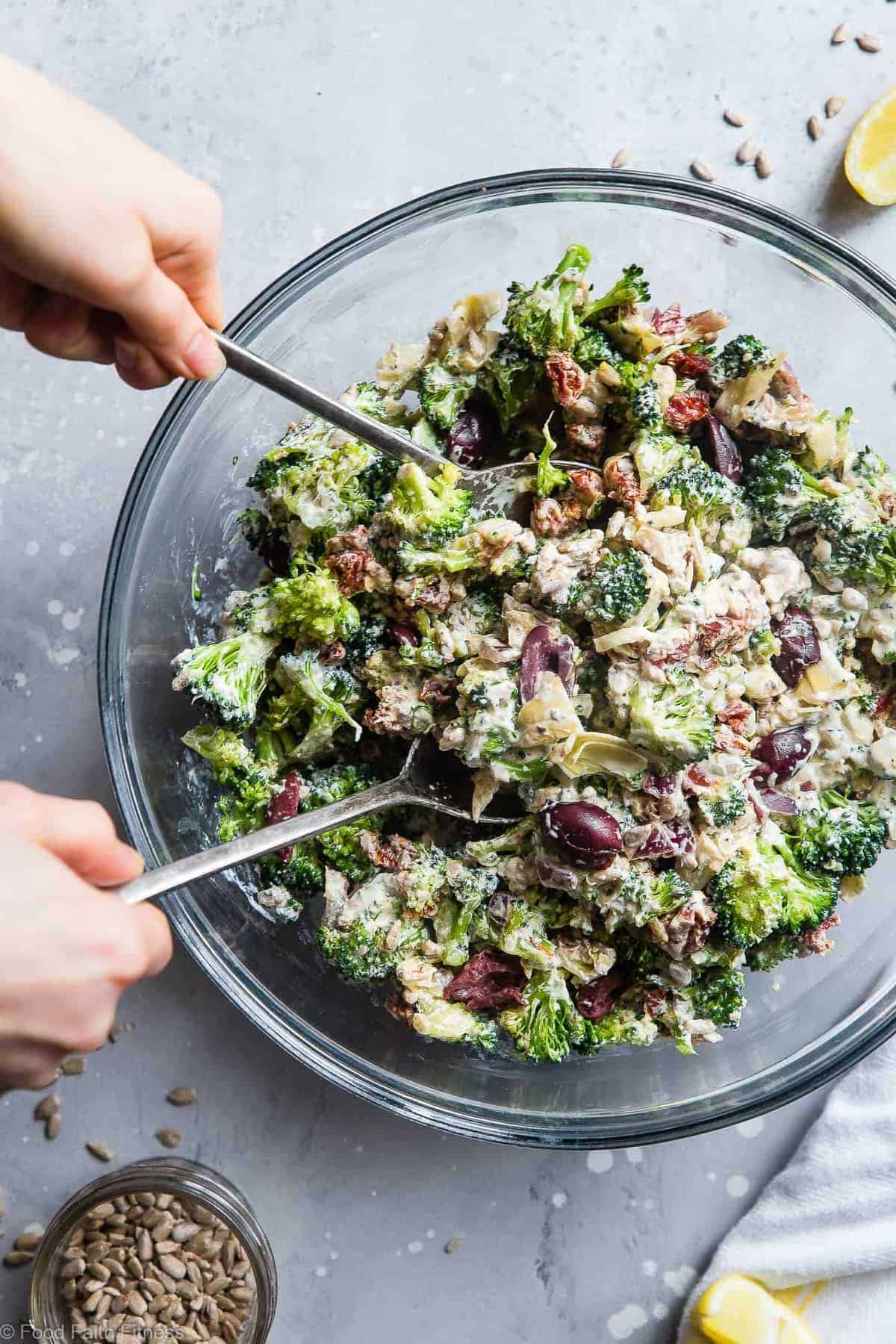 Mediterranean Low Carb Broccoli Salad; Collection of 25 Amazing BBQ Side Dishes from around the Web; compiled by Jane Bonacci, The Heritage Cook 2023. 