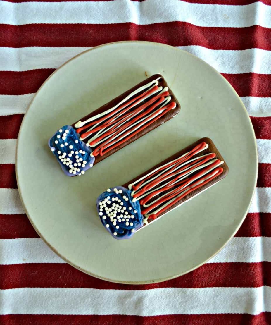 Decorated Ice Cream Sandwiches; Collection of 10 of the Best 4th of July Chocolate Treats compiled by Jane Bonacci, The Heritage Cook. 