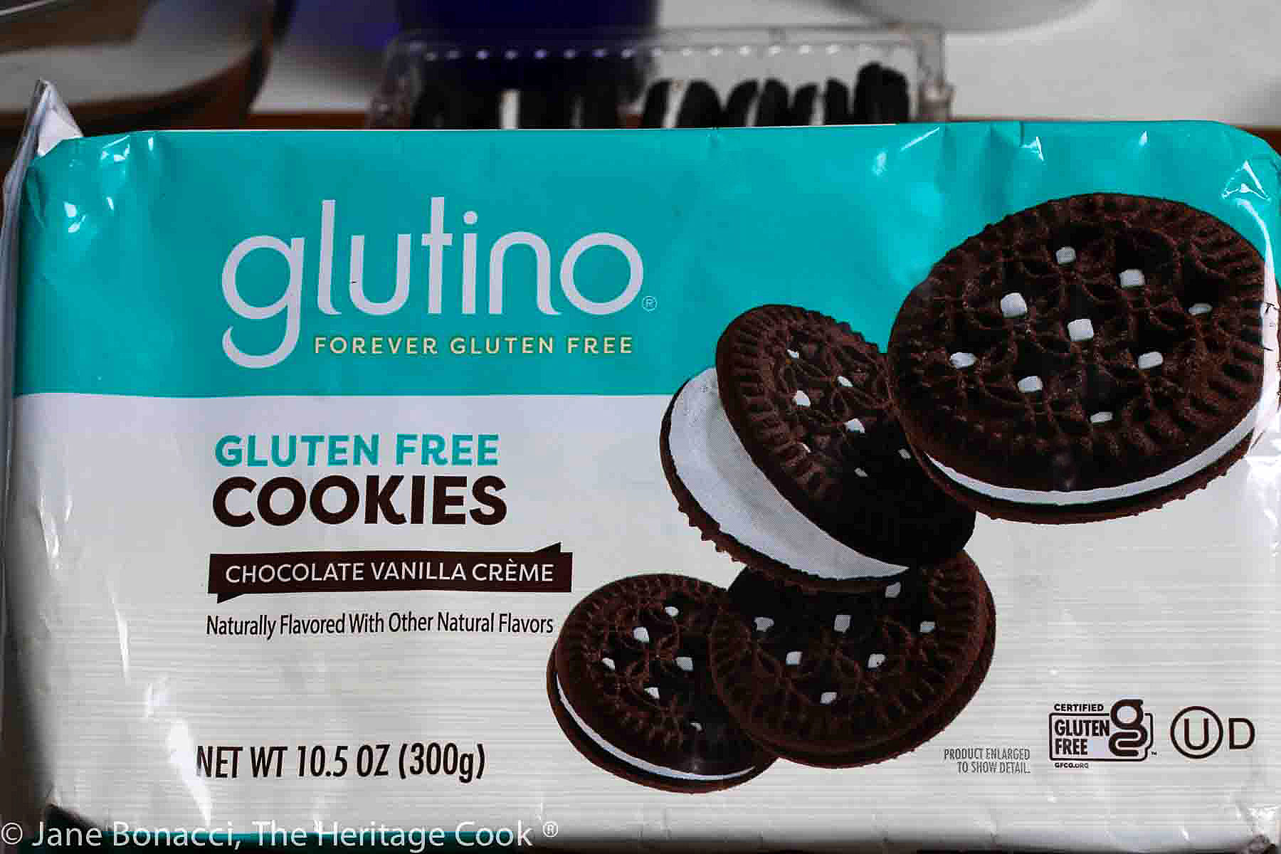 Package of Glutino's chocolate vanilla sandwich cookies stand in for Oreos in this gluten-free fudge. 