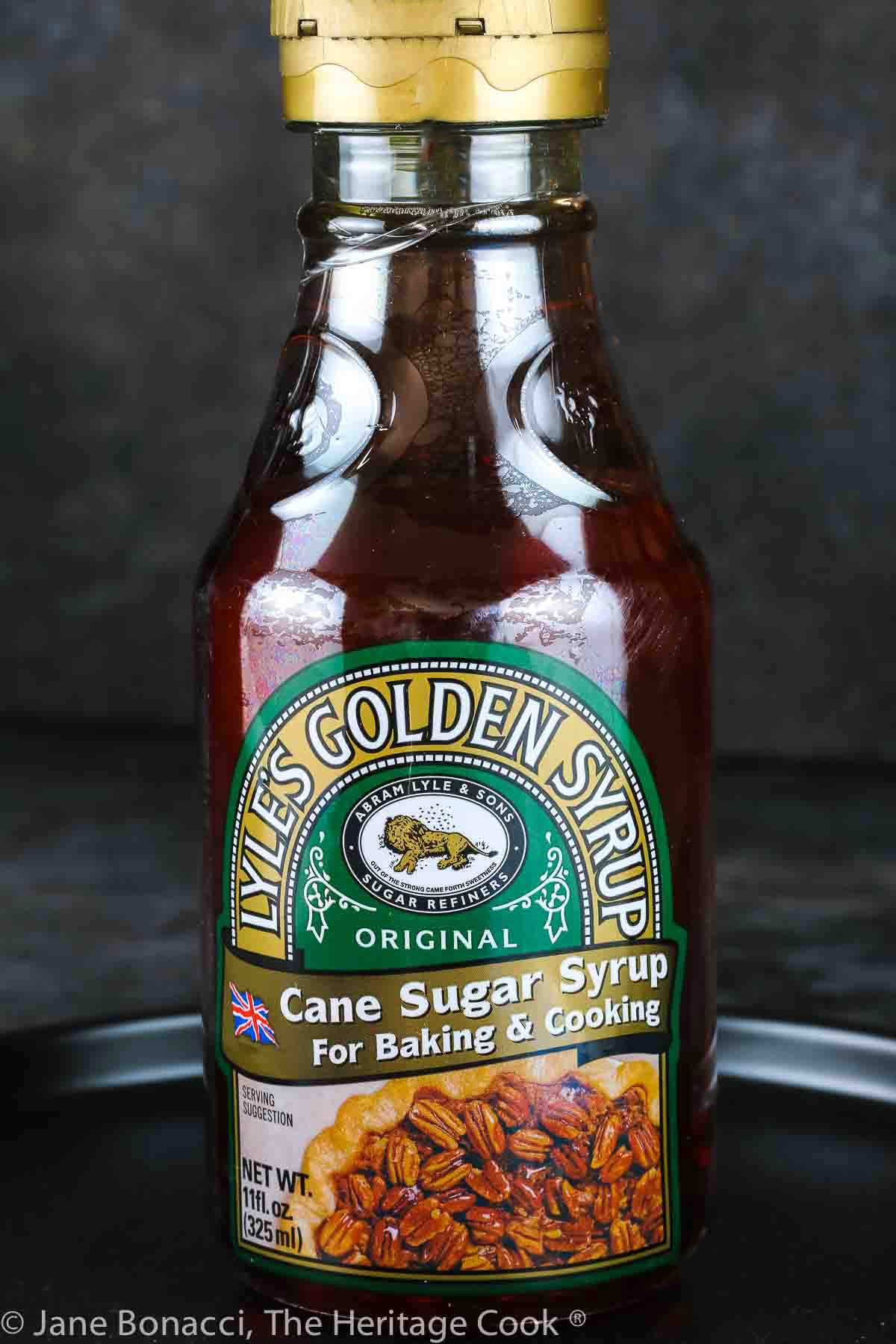 Bottle of Lyle's Golden Syrup, an alternative to corn syrup in this recipe. 