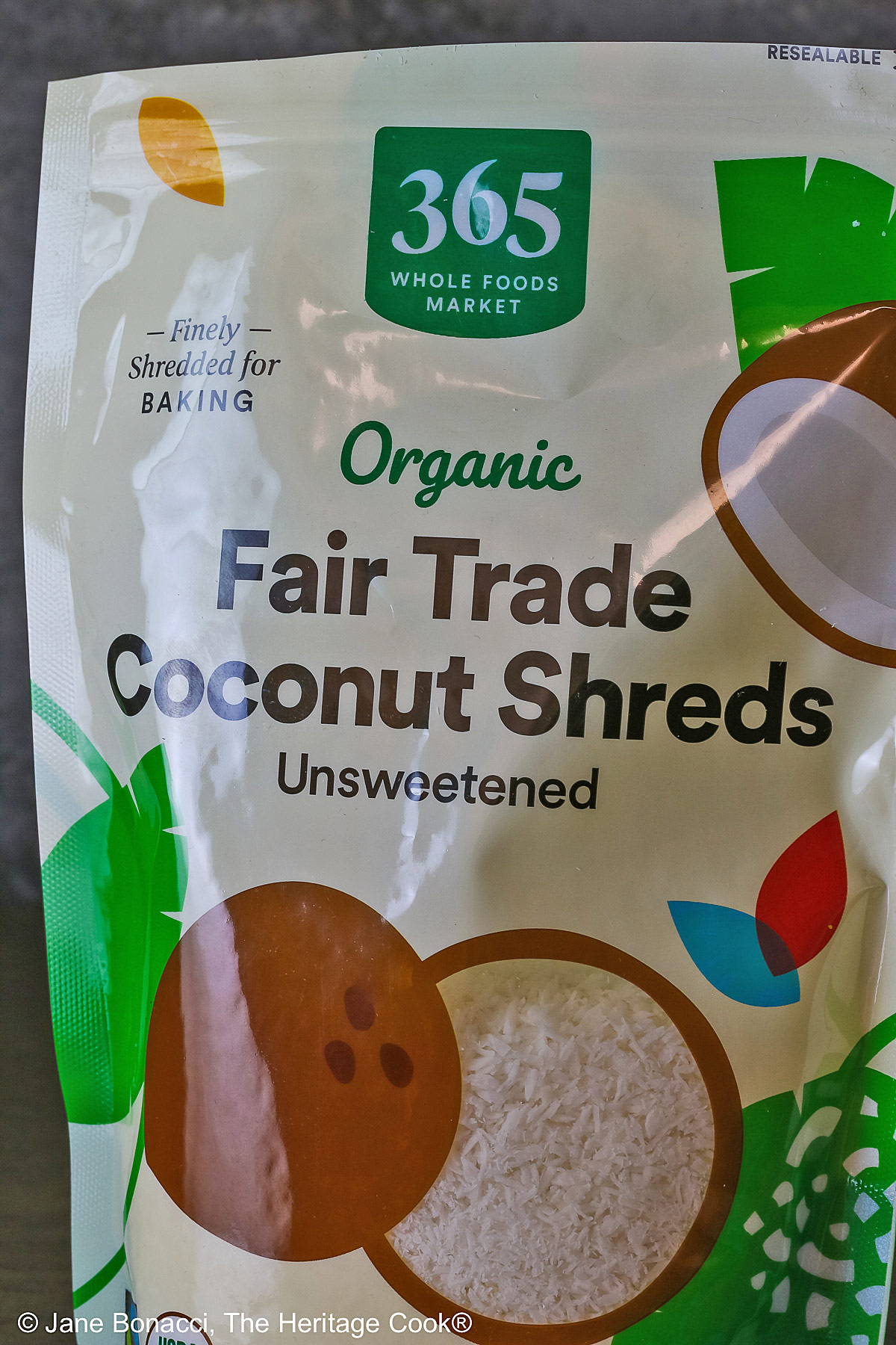Bag of unsweetened coconut. 