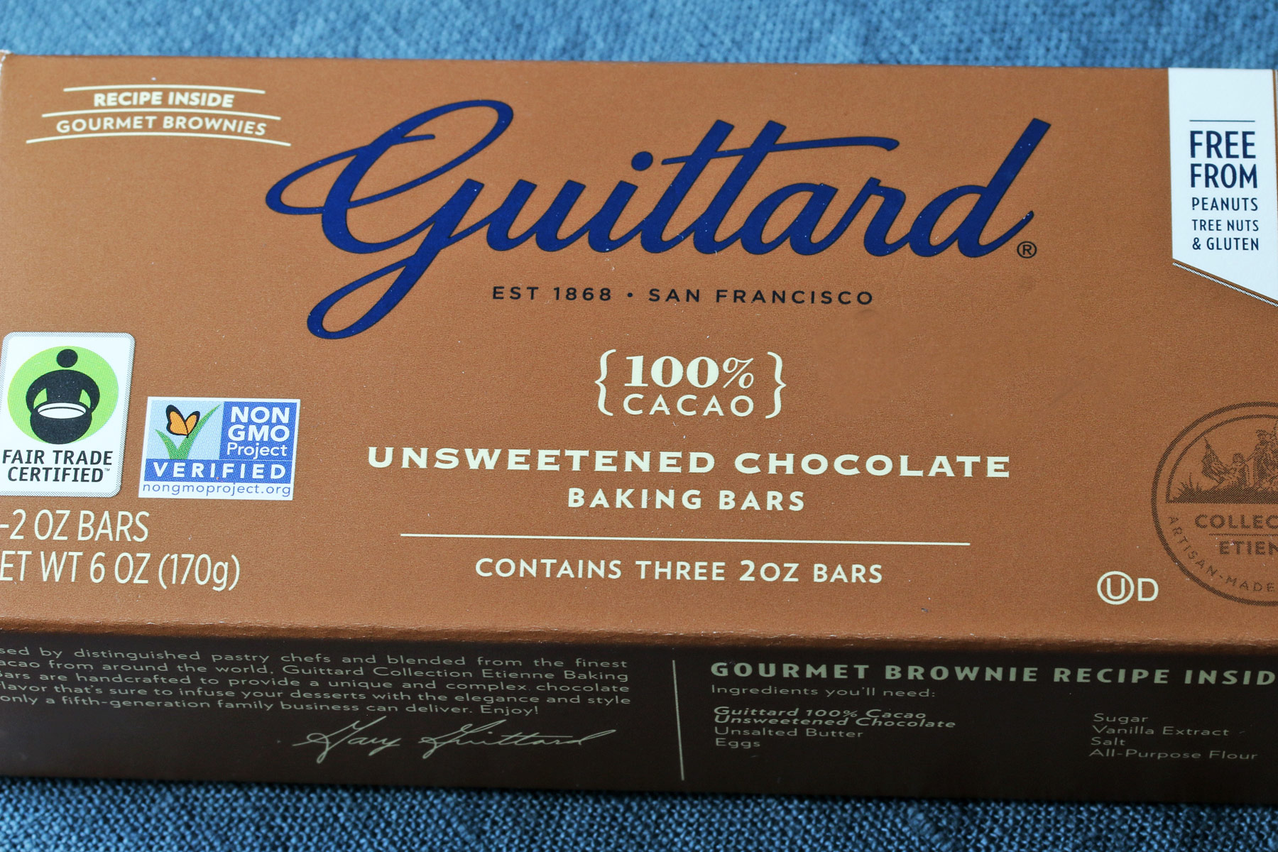Box of Guittard Unsweetened Chocolate. 