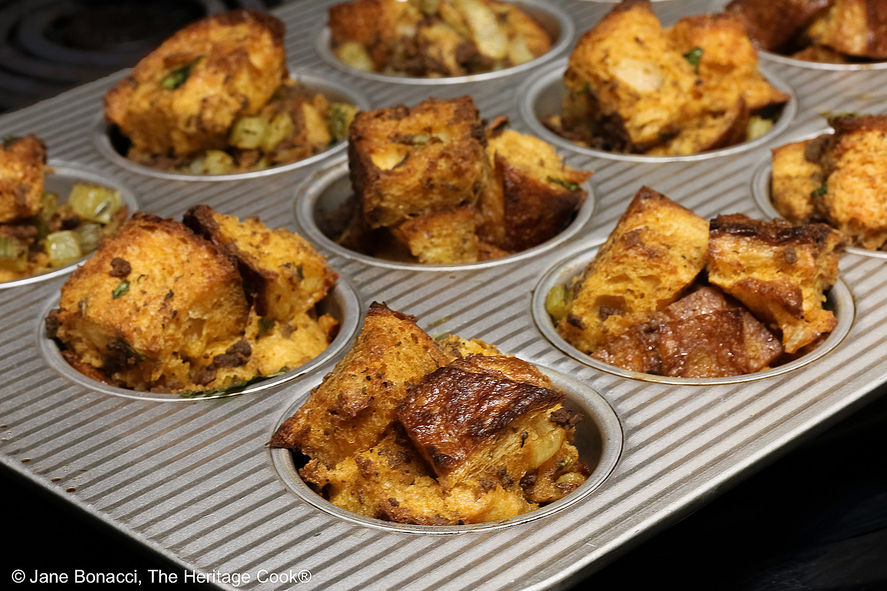 Holiday Stuffing Muffins hot from the oven. 