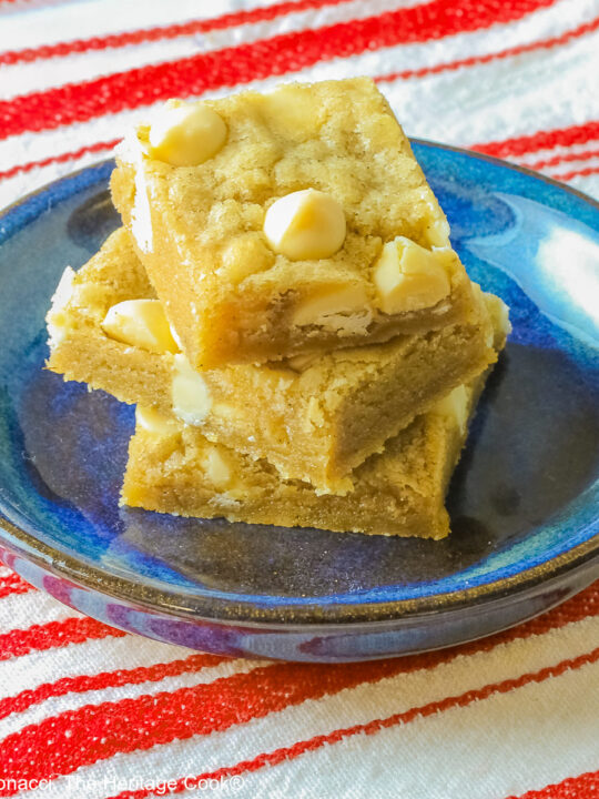 Egg-Free White Chocolate Chip Blondies (GF) • The Heritage Cook ®