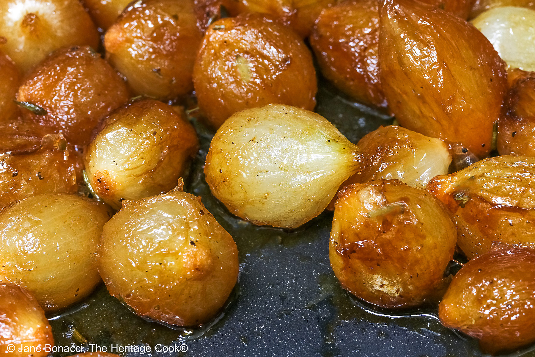 Sauteing pearl onions in a sweet/savory glaze.