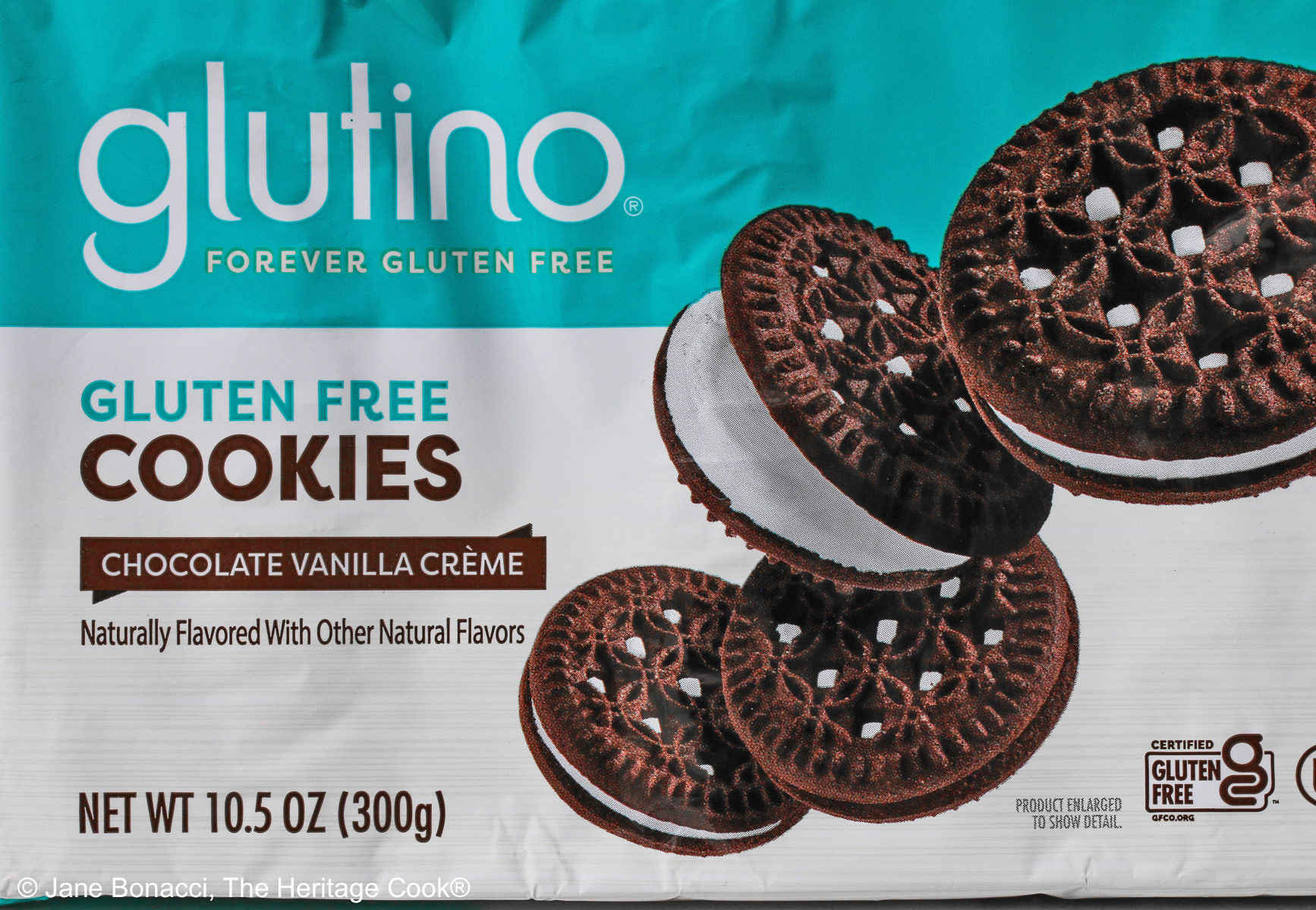 Box of gluten-free Glutino Chocolate Sandwich cookies (Oreos).