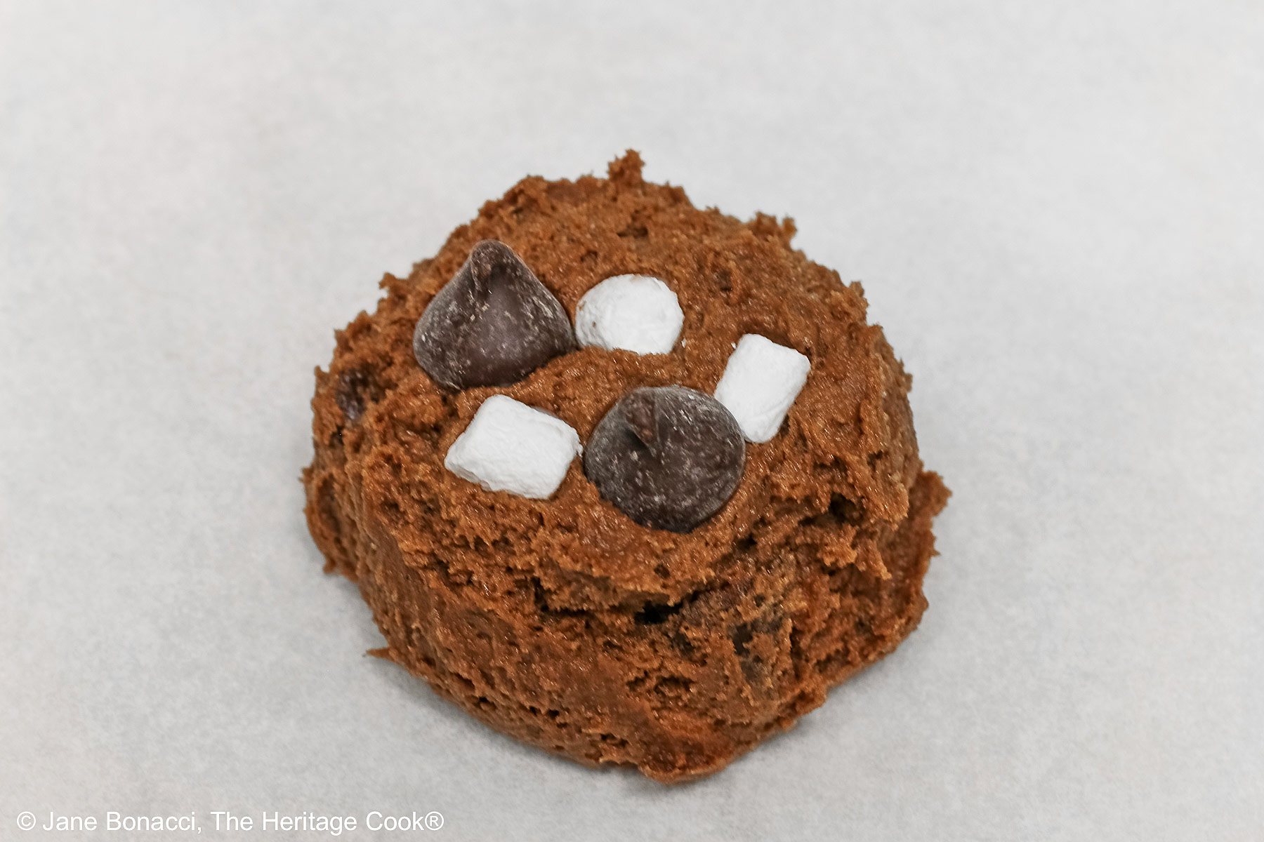 Cookie dough dressed up and ready for the oven!