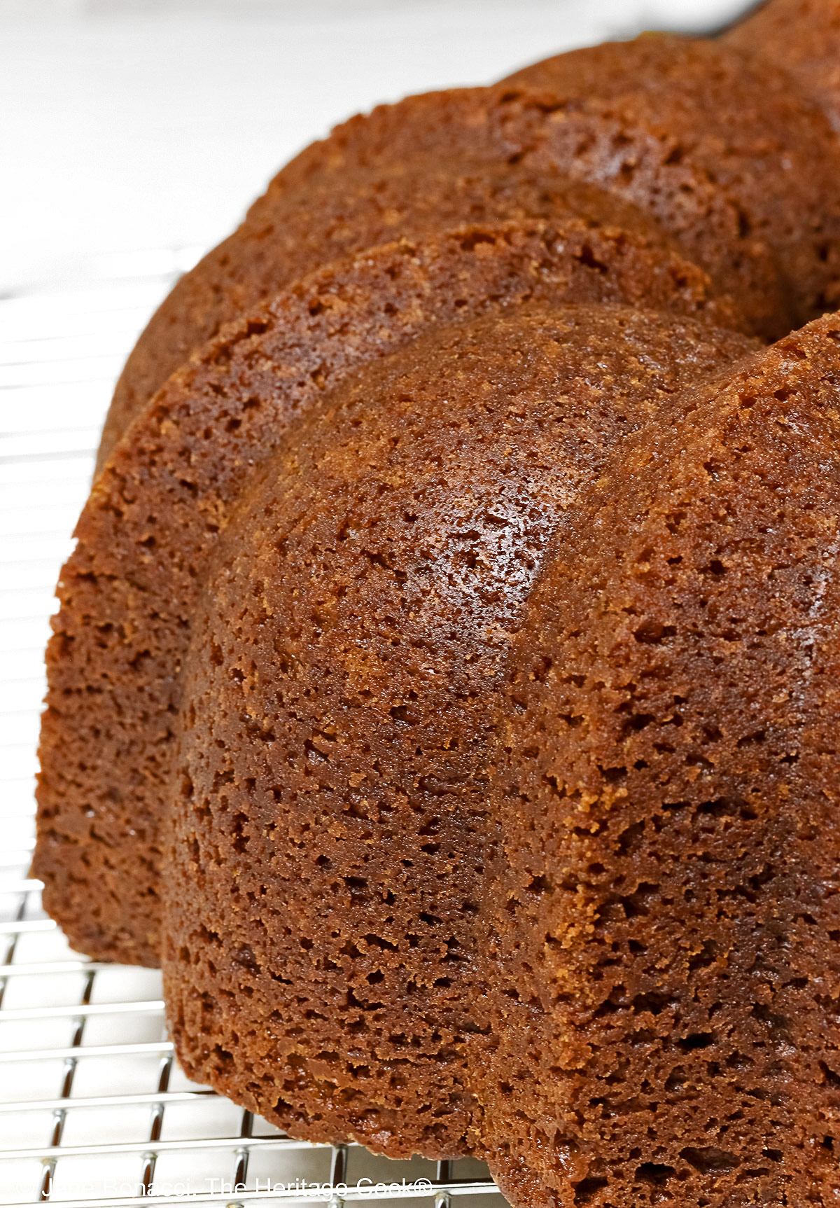 Hot from the oven, the bundt cake before glazing.