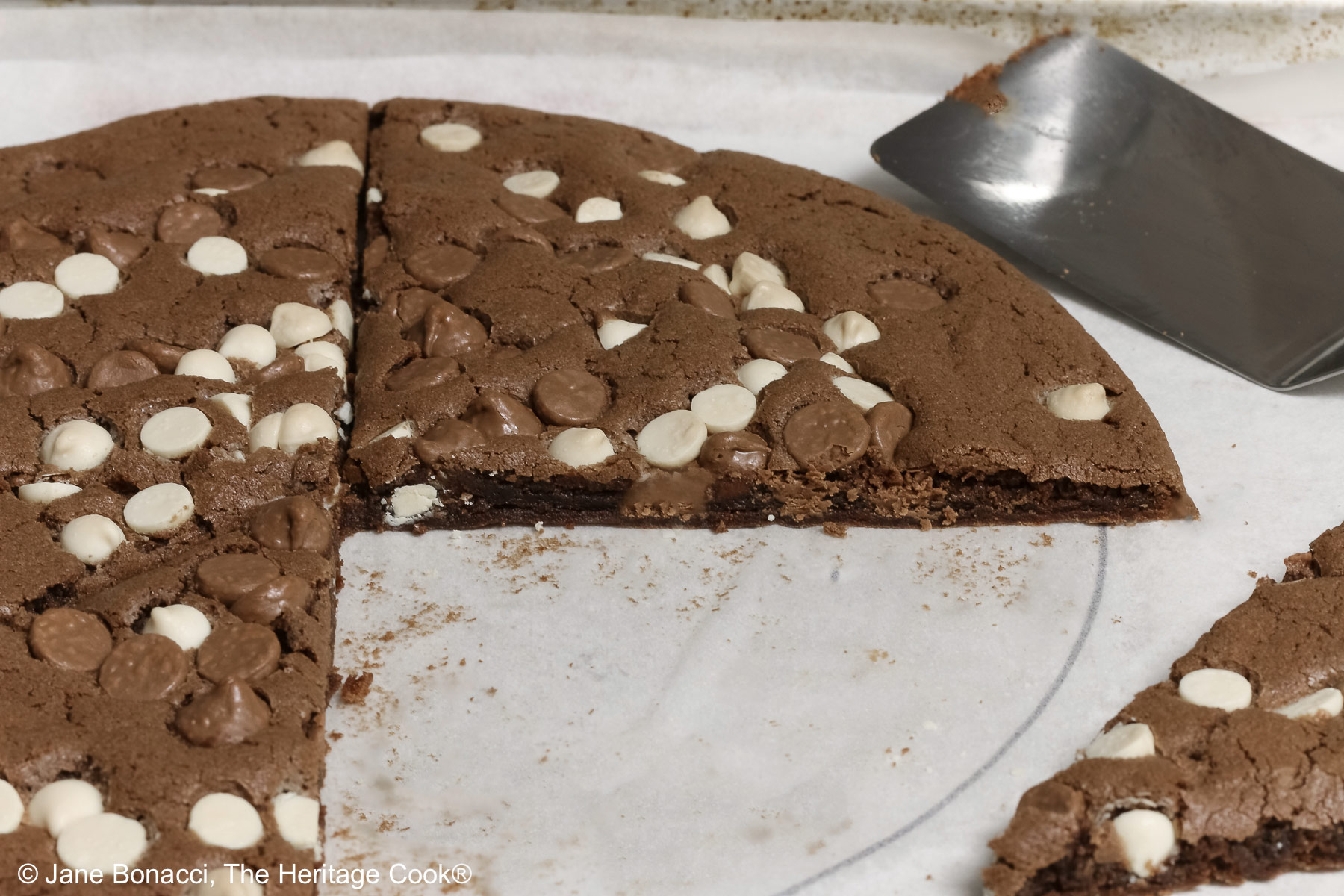 Cutting wedges - see how much the cookie spread!