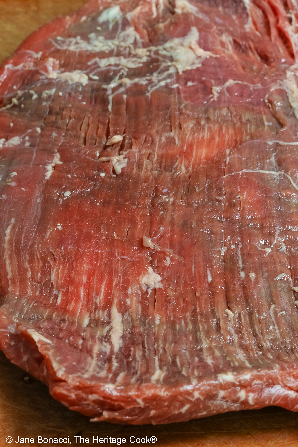 Can you see the lines running vertically on this flank steak? That is the "grain" recipes talk about.