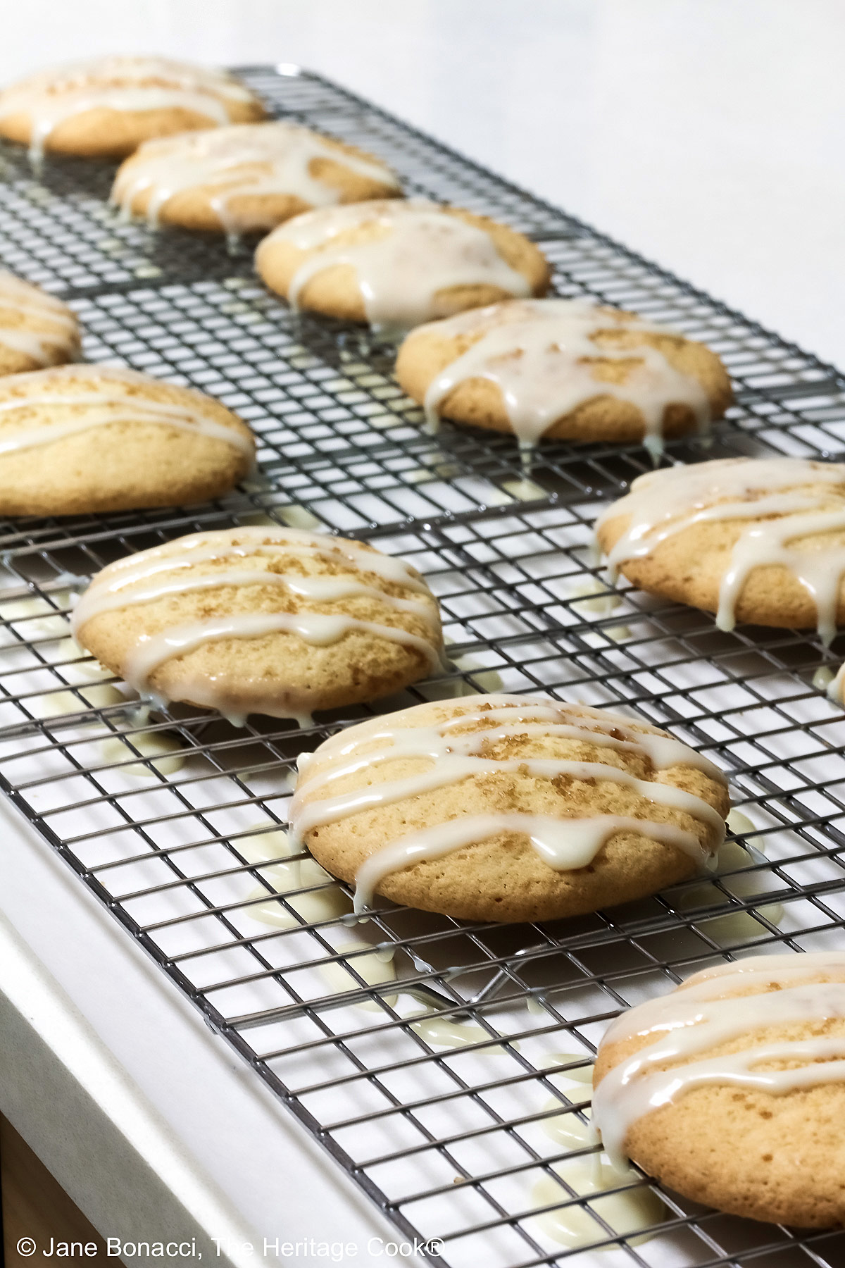 Cooled cookies on wire racks over parchment paper while I glaze them.