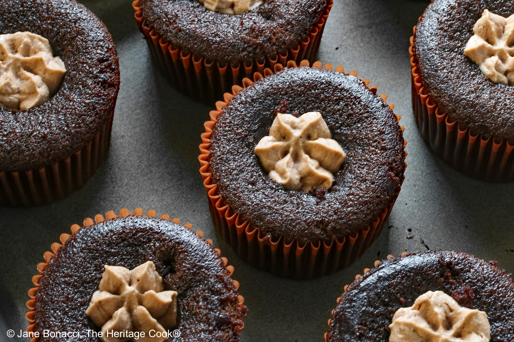 cupcakes that have been cored and filled with the Nutella mousse; ready for frosting.